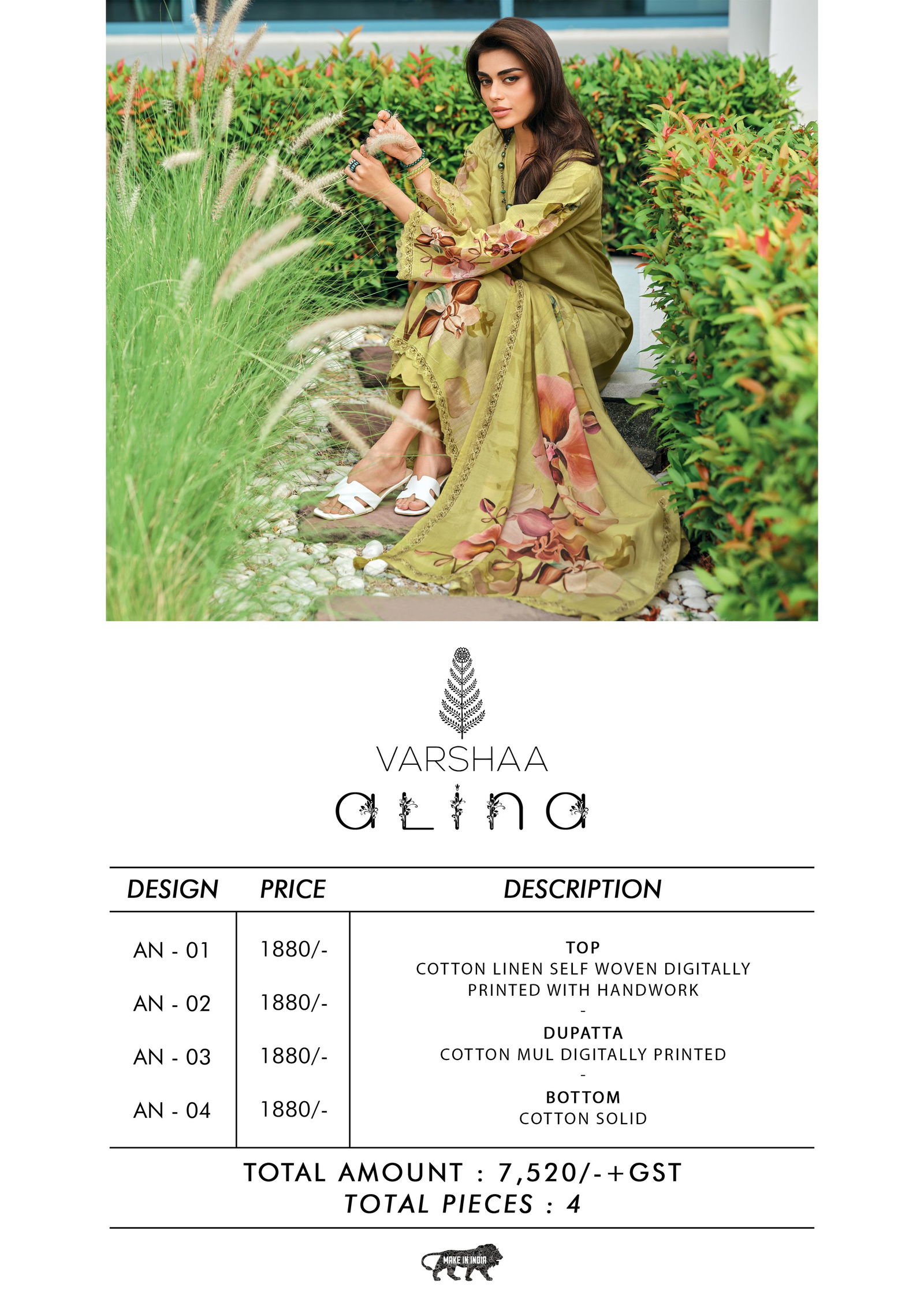 Alina By Varsha Cotton Linen Printed Salwar Suits Exporters In India